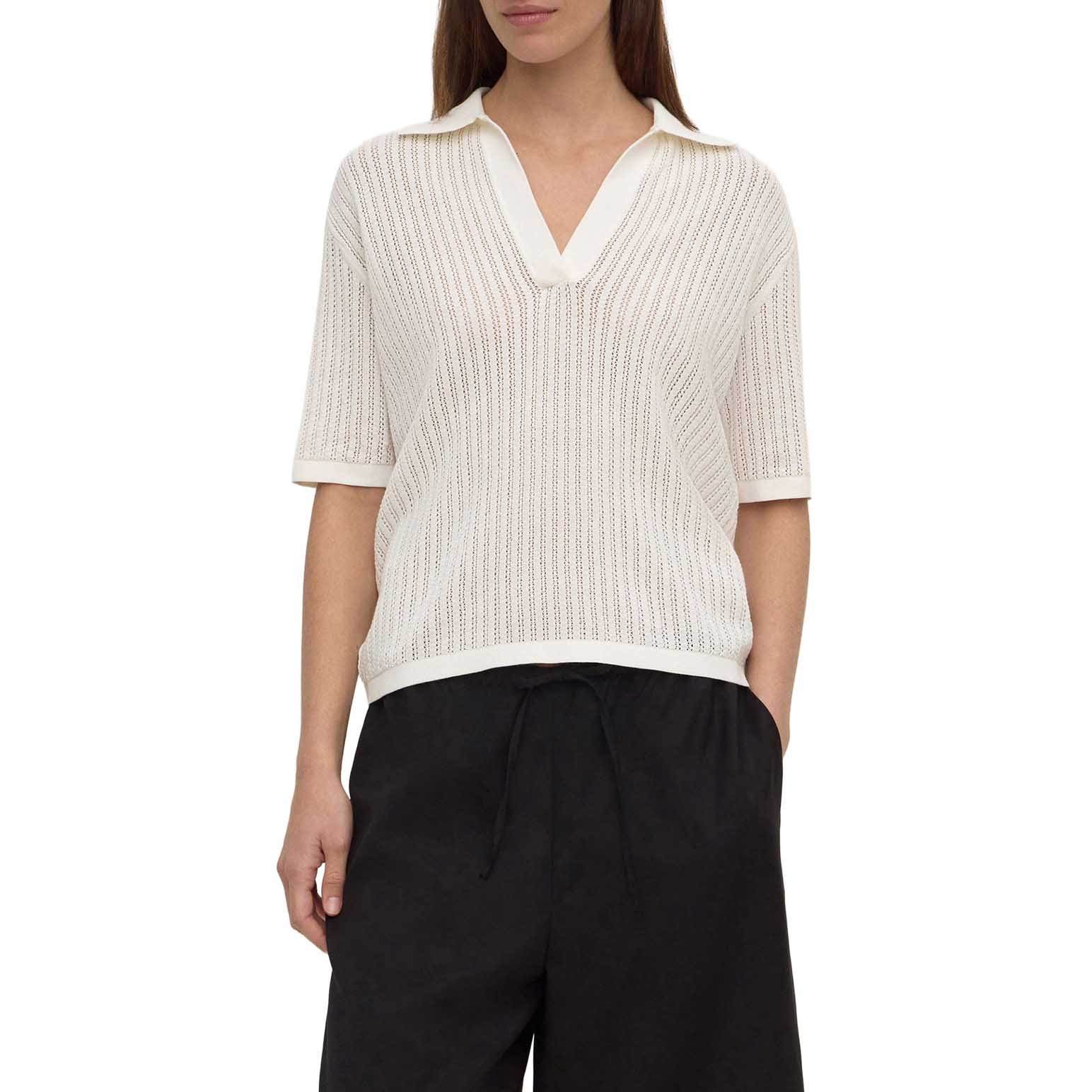 Assembly Label Nina Cotton Knit Polo Antique White
